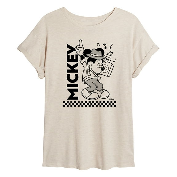 Disney - Mickey Boombox Checkered - Women's Oversized T-Shirt