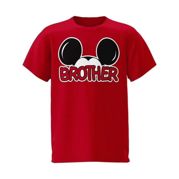 Disney Mickey Mouse Brother Family Youth Tee Shirt, XS-XL (Boy's)