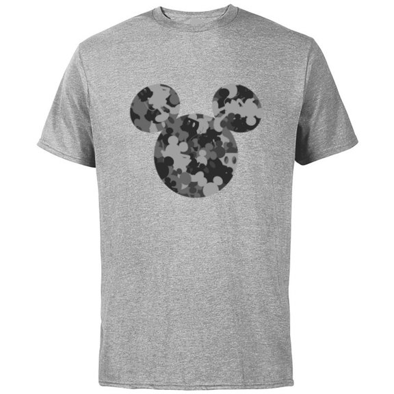Disney Mickey Camo Gray - Short Sleeve Cotton T-Shirt for Adults - Customized-Athletic Heather