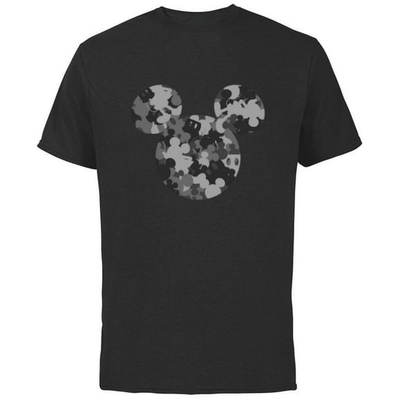 Disney Mickey Camo Gray - Short Sleeve Cotton T-Shirt for Adults - Customized-Black