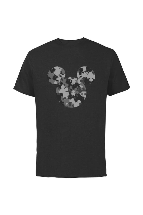 Mickey Camo Gray - Short Sleeve Cotton T-Shirt for Adults - Customized-Black