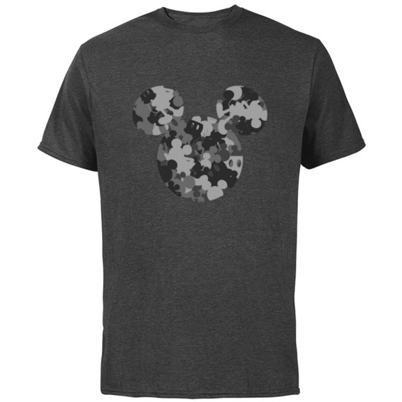 Disney Mickey Camo Gray - Short Sleeve Cotton T-Shirt for Adults - Customized-Charcoal