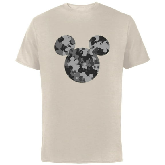 Disney Mickey Camo Gray - Short Sleeve Cotton T-Shirt for Adults - Customized-Natural
