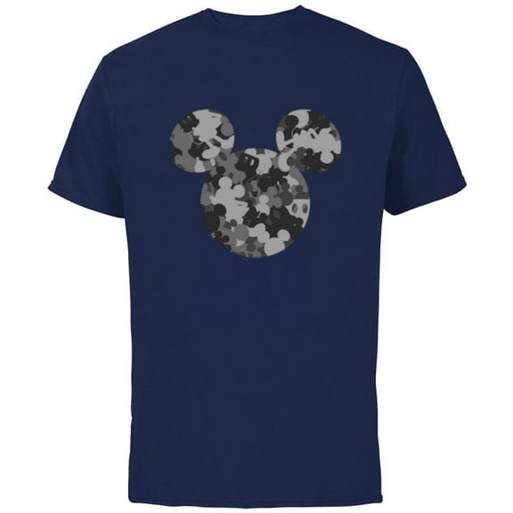 Disney Mickey Camo Gray - Short Sleeve Cotton T-Shirt for Adults - Customized-Navy