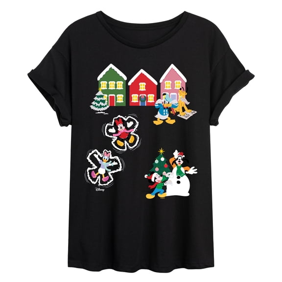 Disney - Mickey Christmas - Juniors Oversized Graphic T-Shirt