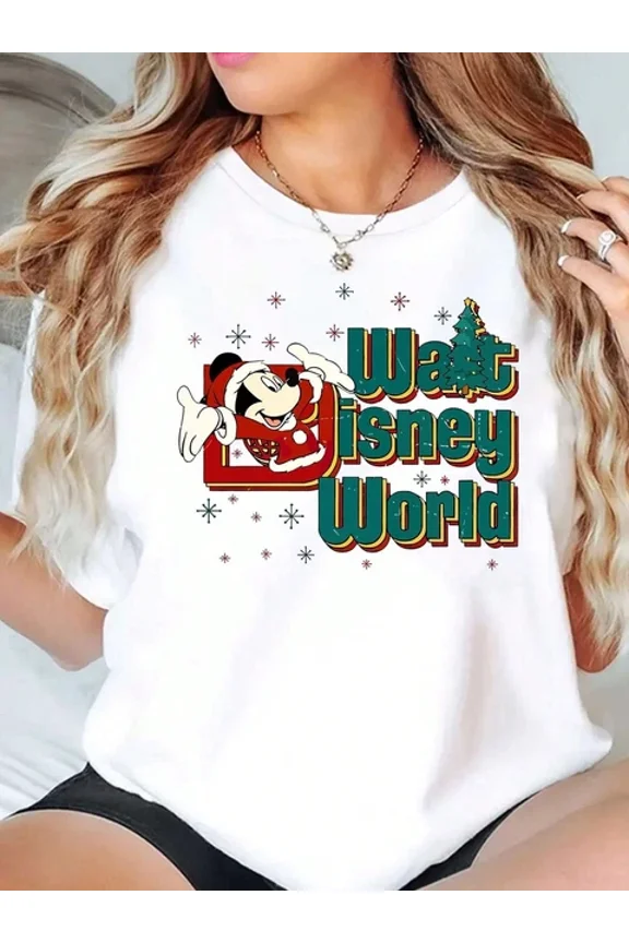 Disney Mickey Christmas T-Shirt Unisex ,White Color,Size 3XL