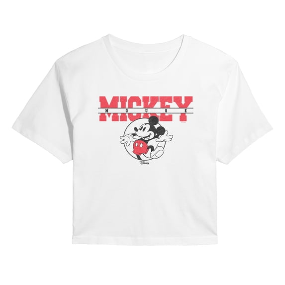 Disney - Mickey Collegiate - Juniors Cropped Graphic T-Shirt