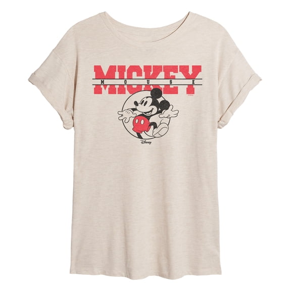Disney - Mickey Collegiate - Juniors Oversized Graphic T-Shirt