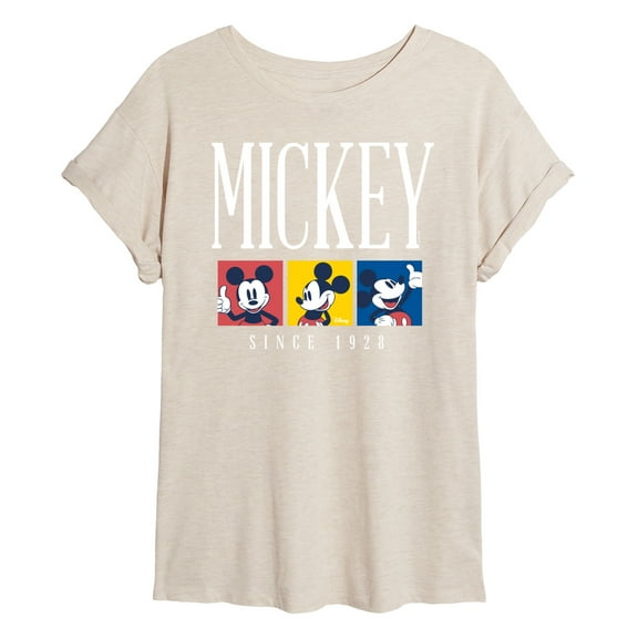 Disney - Mickey Color Blocks - Juniors Ideal Flowy Muscle T-Shirt