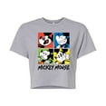 thumbnail image 1 of Disney - Mickey Colorblock Grid - Juniors Cropped Cotton Blend T-Shirt, 1 of 5