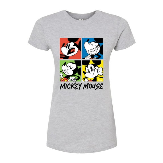 Disney - Mickey Colorblock Grid - Juniors Fitted Graphic T-Shirt