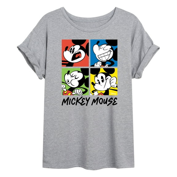 Disney - Mickey Colorblock Grid - Juniors Ideal Flowy Muscle T-Shirt