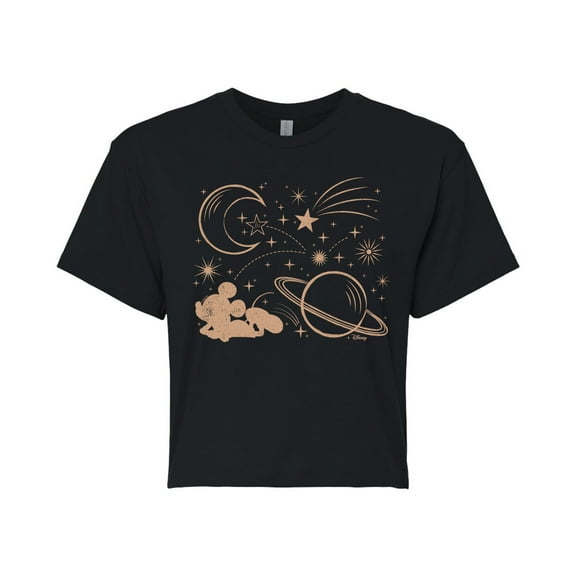 Disney - Mickey Constellation - Juniors Cropped Cotton Blend T-Shirt