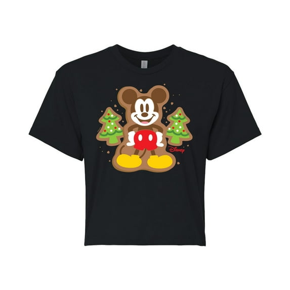 Disney - Mickey Cookie - Juniors Cropped Cotton Blend T-Shirt