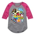 thumbnail image 1 of Disney - Mickey Donald Goofy Collage - Youth Girls Raglan Graphic T-Shirt, 1 of 5