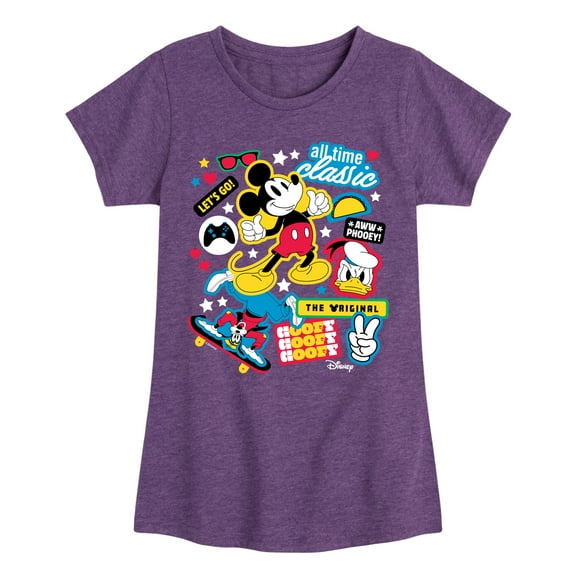Disney - Mickey Donald Goofy Collage - Youth Girls Short Sleeve Graphic T-Shirt