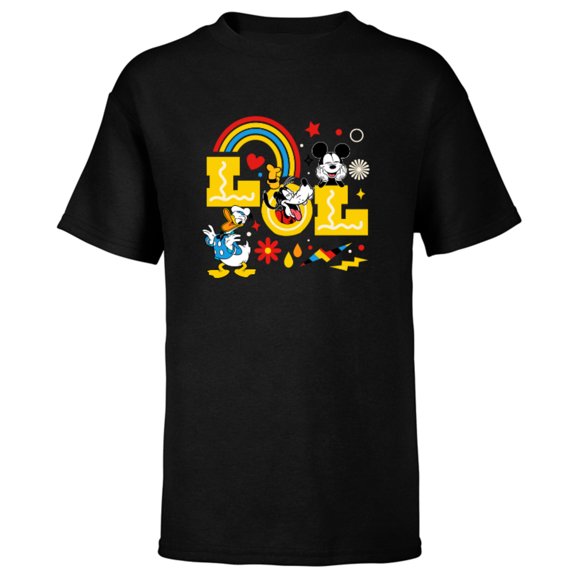 Disney Mickey Donald Goofy LOL - Short Sleeve T-Shirt for Kids - Customized-Black