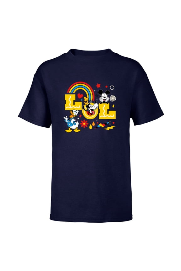 Mickey Donald Goofy LOL - Short Sleeve T-Shirt for Kids - Customized-Navy