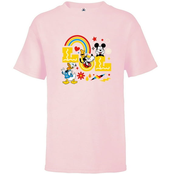 Disney Mickey Donald Goofy LOL - Short Sleeve T-Shirt for Kids - Customized-Soft Pink