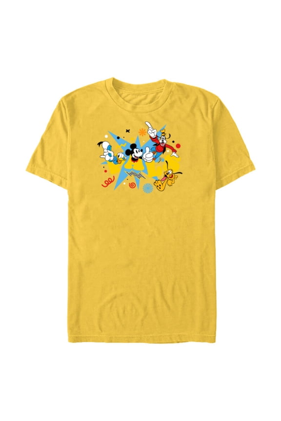 Mickey Donald Goofy and Pluto Pals - Short Sleeve Blended T-Shirt for Adults - Customized-Yellow