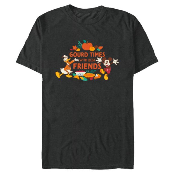 Disney Mickey & Donald Gourd Times with Best Friends - Short Sleeve Blended T-Shirt for Adults - Customized-Dark Heather