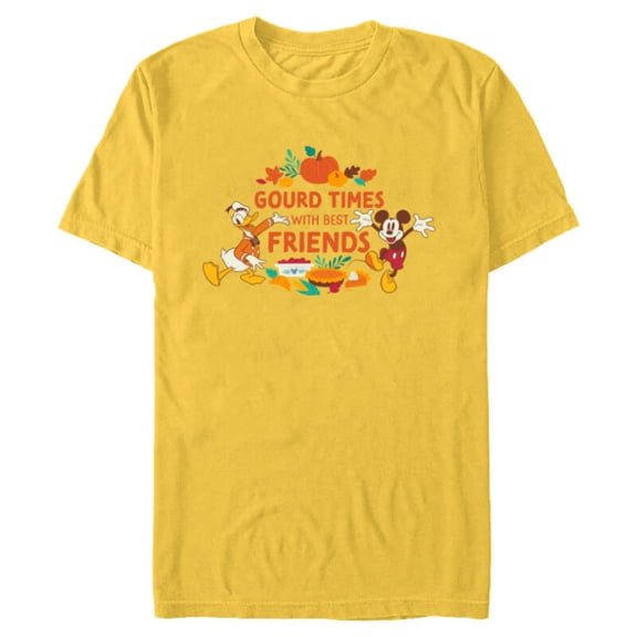 Disney Mickey & Donald Gourd Times with Best Friends - Short Sleeve Blended T-Shirt for Adults - Customized-Yellow