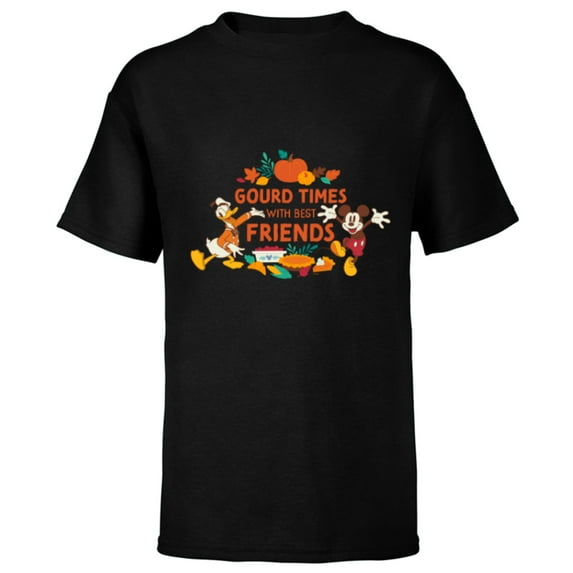 Disney Mickey & Donald Gourd Times with Best Friends - Short Sleeve T-Shirt for Kids - Customized-Black
