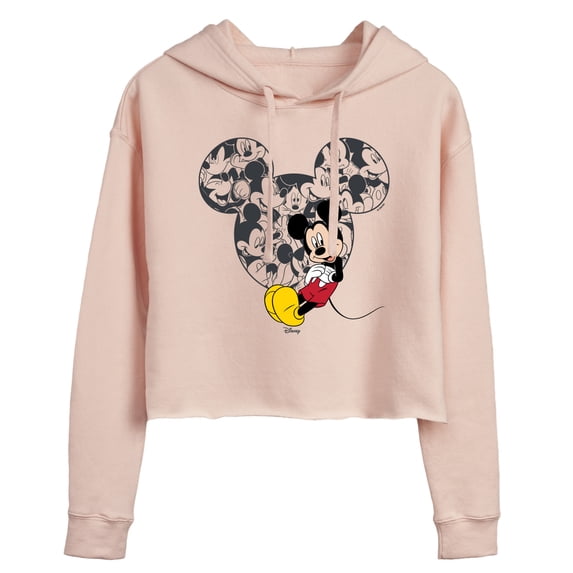 Disney - Mickey Ear Pattern Cropped Graphic Hoodie