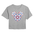 thumbnail image 1 of Disney - Mickey Ears Quilt - Juniors Cropped Short Sleeve Graphic T-Shirt, 1 of 4