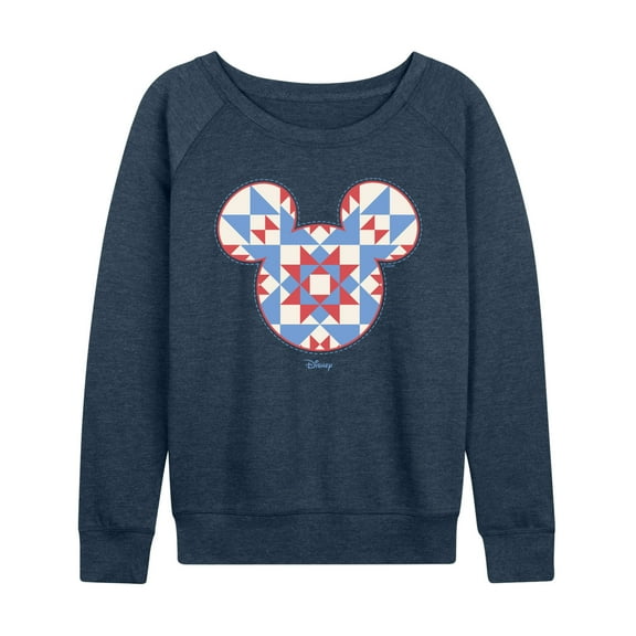 Disney - Mickey Ears Quilt - Women's French Terry Long Sleeve Pullover