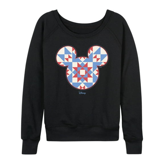 Disney - Mickey Ears Quilt - Women's French Terry Long Sleeve Pullover