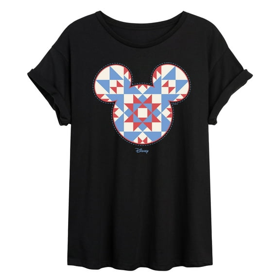 Disney - Mickey Ears Quilt - Womens Oversized Graphic T-Shirt