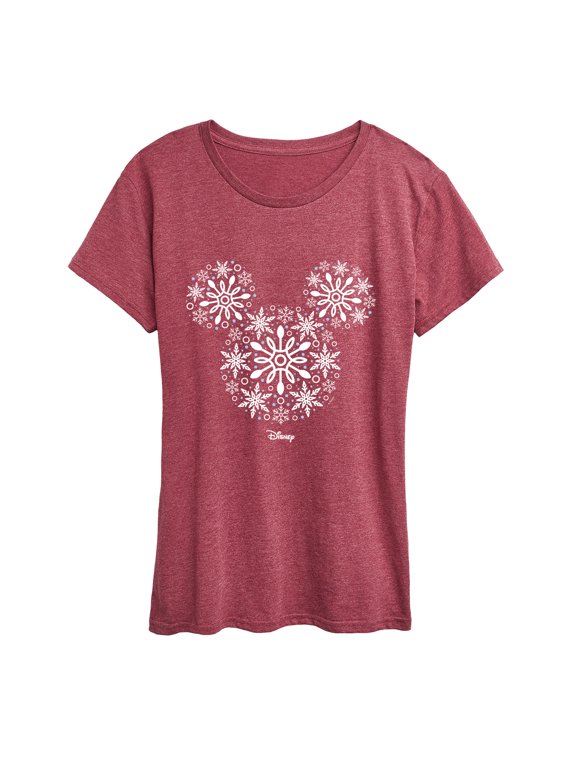 - Mickey Ears Snowflakes Women's Short Sleeve Graphic T-Shirt