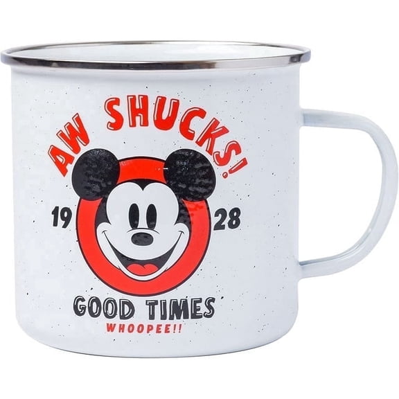 Silver Buffalo Disney Mickey Mouse Aw Shucks Whoopee Enamel Camper Mug, 21 Ounces