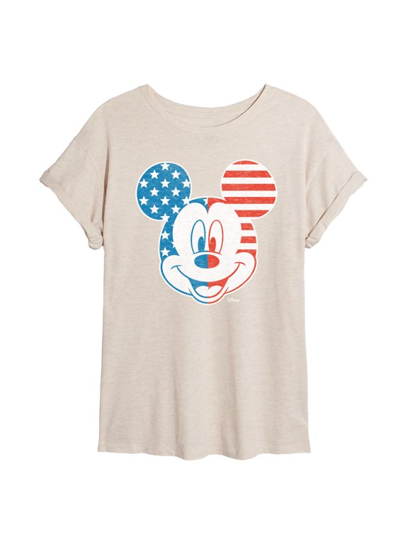 - Mickey Face Stars And Stripes Women's Relaxed Fit T-Shirt