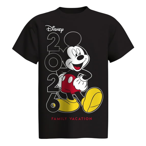 Disney Mickey Family Vacation 2026 Youth Tee Shirt, XS-XL (Boy's)