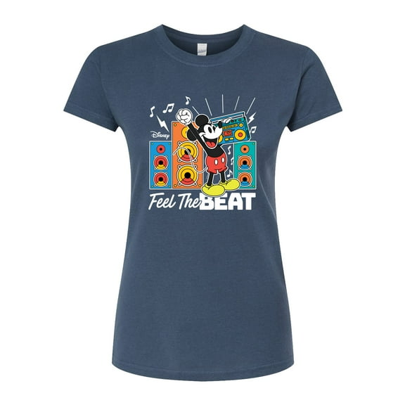 Disney - Mickey Feel The Beat - Juniors Fitted Graphic T-Shirt