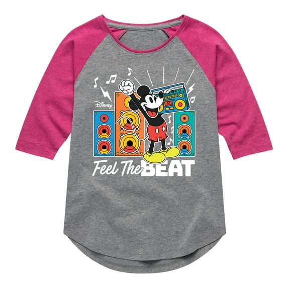 Disney - Mickey Feel The Beat - Toddler & Youth Girls Raglan Graphic T-Shirt