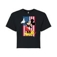 thumbnail image 1 of Disney - Mickey Flag - Juniors Cropped Cotton Blend T-Shirt, 1 of 5