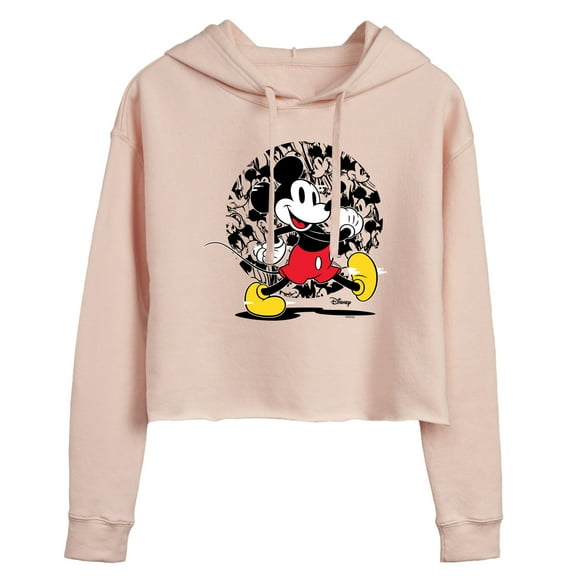 Disney - Mickey & Friends - All Faces of Mickey - Glitch - Juniors Cropped Pullover Hoodie
