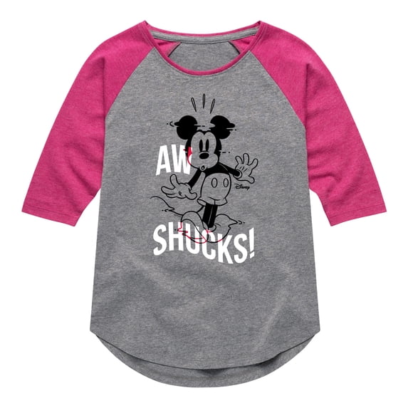 Disney - Mickey & Friends - Aw Shucks! - Toddler And Youth Girls Raglan Graphic T-Shirt