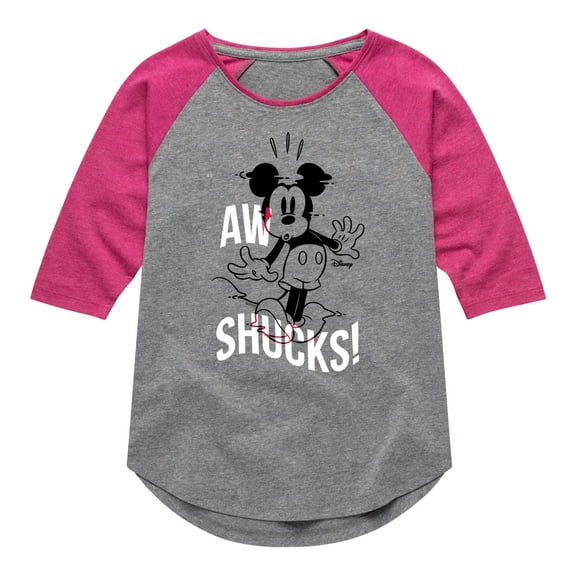 Disney - Mickey & Friends - Aw Shucks! - Toddler And Youth Girls Raglan Graphic T-Shirt
