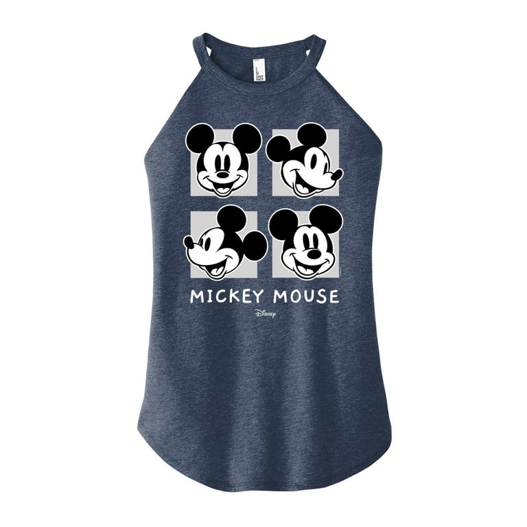 Disney - Mickey & Friends - Black & White Photo Grid - Juniors High Neck Tank  Top 
