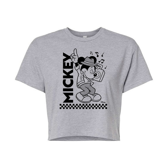 Disney - Mickey & Friends - Boombox & Jammin' Mickey - Juniors Cropped Cotton Blend T-Shirt