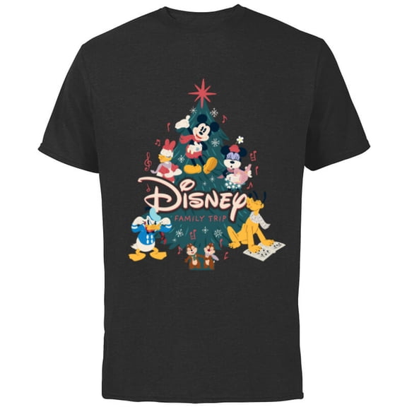 Disney Mickey & Friends Carols Christmas Holiday Family Trip - Short Sleeve Cotton T-Shirt for Adults - Customized-Black