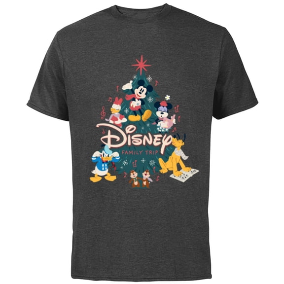 Disney Mickey & Friends Carols Christmas Holiday Family Trip - Short Sleeve Cotton T-Shirt for Adults - Customized-Charcoal