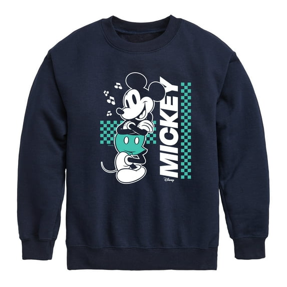 Disney - Mickey & Friends - Checkered Retro Design - Toddler And Youth Crewneck Fleece Sweatshirt