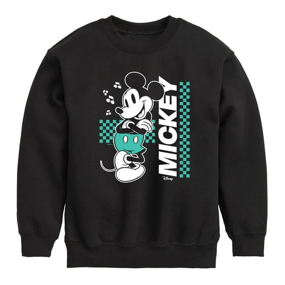 Disney - Mickey & Friends - Checkered Retro Design - Toddler And Youth Crewneck Fleece Sweatshirt