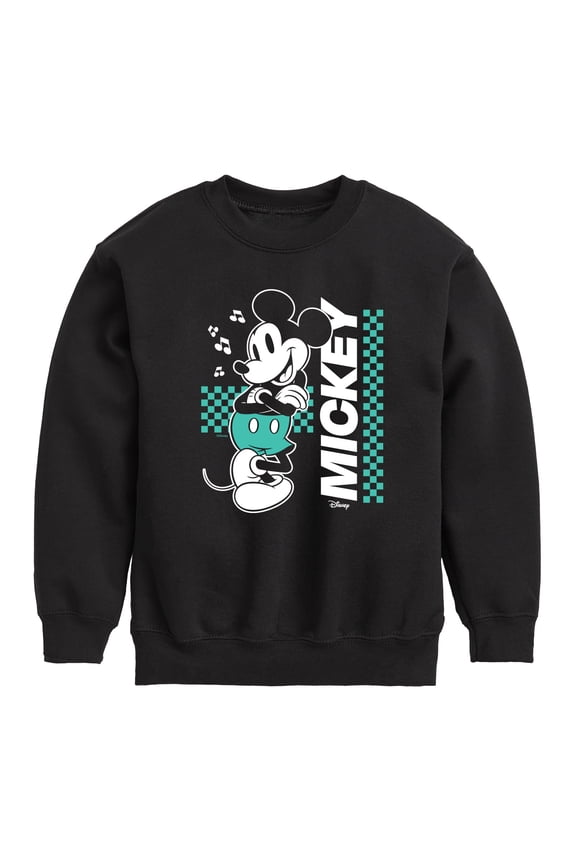 - Mickey & Friends - Checkered Retro Design - Toddler And Youth Crewneck Fleece Sweatshirt