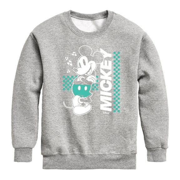 Disney - Mickey & Friends - Checkered Retro Design - Toddler And Youth Crewneck Fleece Sweatshirt